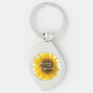 Porte-clés Tournesol citation "Les fleurs sont du bonheur"