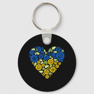 Porte-clés Tournesol du coeur ukraine Je suis avec l'Ukraine