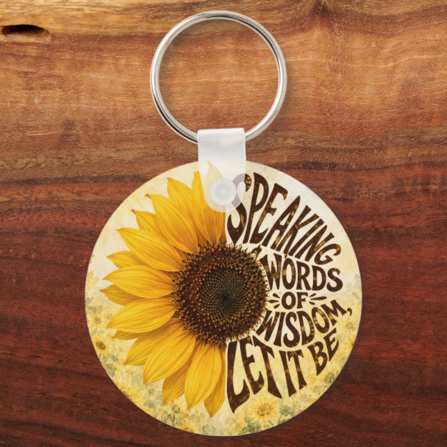 Porte-clés Tournesol jaune avec citation encourageante (Verso)