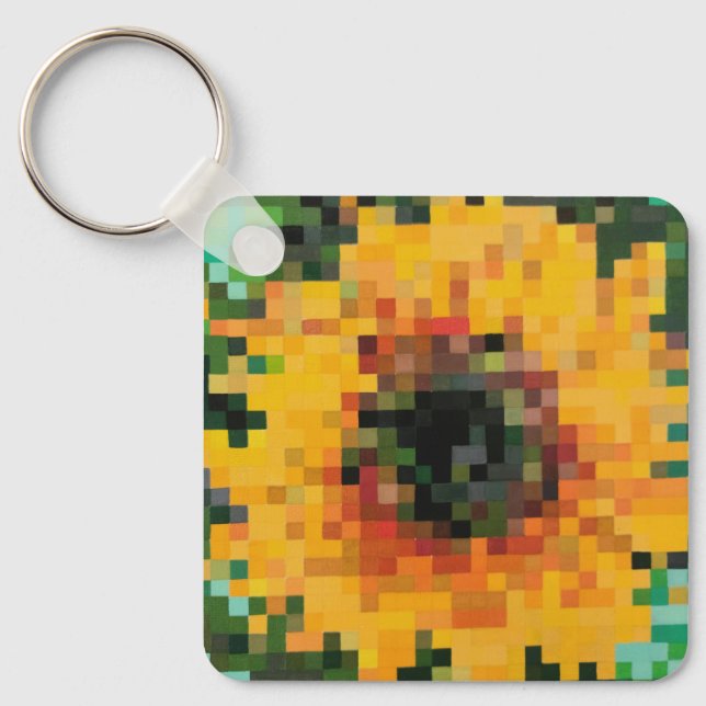 Porte-clés Tournesol lumineux sur fond vert (Recto)