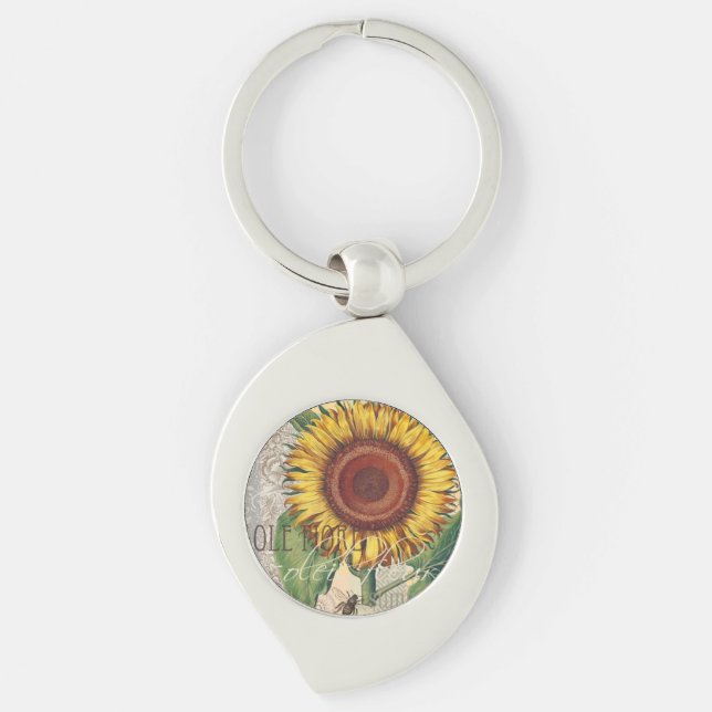 Porte-clés Tournesol Vintage Damas Fleur Art (Devant)