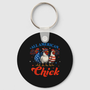 Porte-clés Tous American Chick Usa poulet Retro 4 juillet P