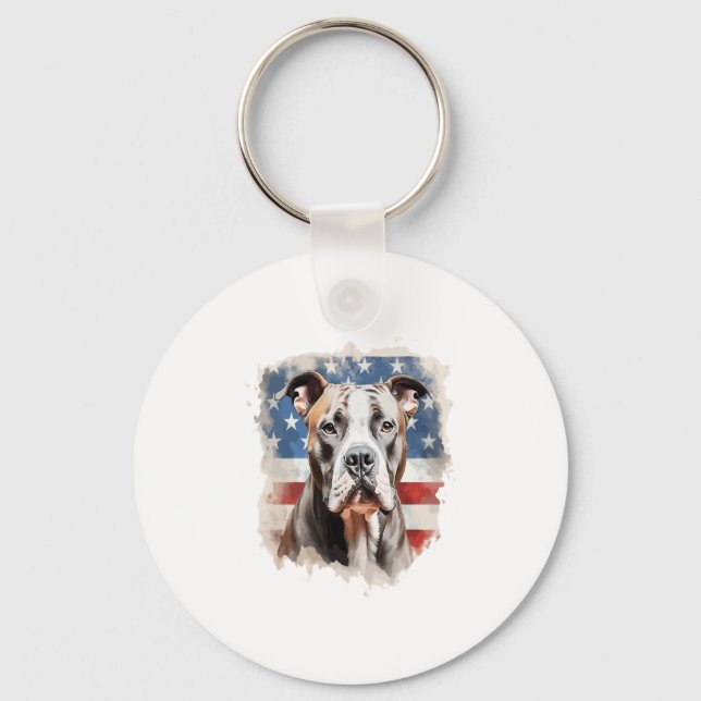 Porte-clés TOUS LES AMÉRICAINS Amateurs de CHIENS pit bull (Recto)