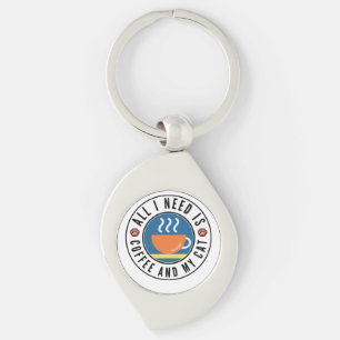 Porte-clés Tout ce dont j'ai besoin c'est du café et mon chat
