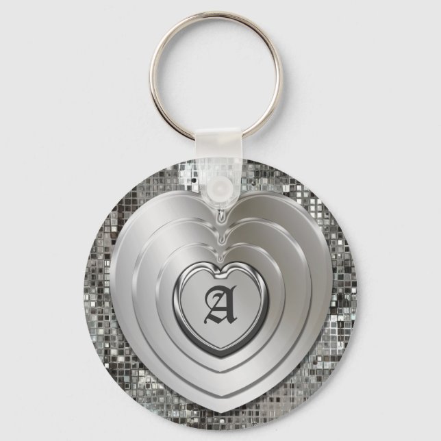 Porte-clés Tout Porte - clé initial de coeur argenté (Recto)