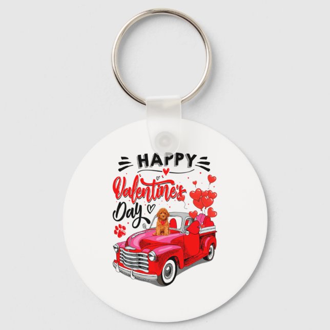 Porte-clés Toy Odle Heart Red Truck Happy Valentine Day Dog  (Recto)