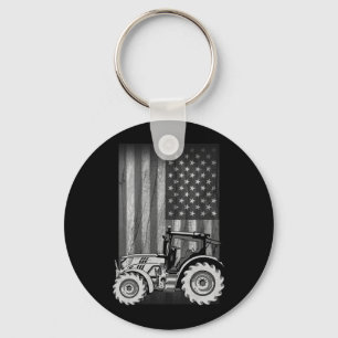 Porte-clés Tracteur agricole vintage Drapeau américain Patrio