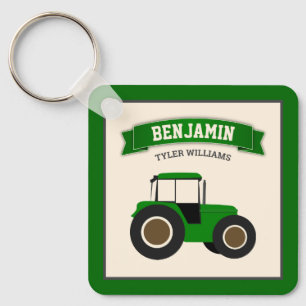 Porte-clés Tracteur de la ferme verte nom des enfants