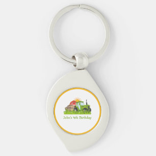Porte-clés Tracteur vert Thème de la ferme Décor de fête d'