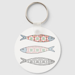 Porte-clés Traditional Portuguese icon. Colored sardines