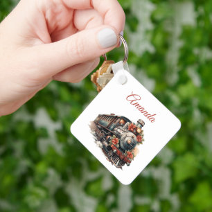 Porte-clés Train à vapeur vintage Noël traditionnel