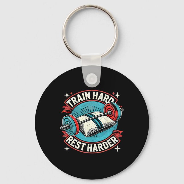 Porte-clés Train Hart Rest Harder Barbell Bodybuilding 1 (Recto)