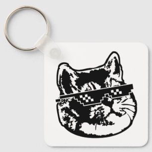 Porte-clés Traiter Avec Il Lunettes Mème Chat