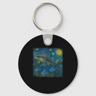 Porte-clés Tralalero Tralala Funny Shark Van Gogh Starry Nigh