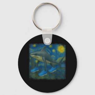 Porte-clés Tralalero Tralala Funny Shark Van Gogh Starry Nigh