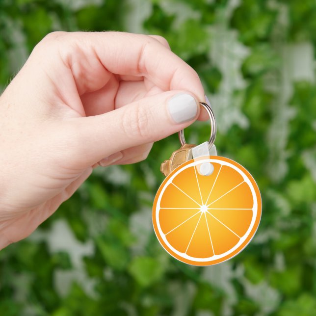Porte-clés Tranche de fruit orange juteuse cool (main)
