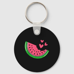 Porte-clés Tranche de pastèque mignonne mordue avec des coeur