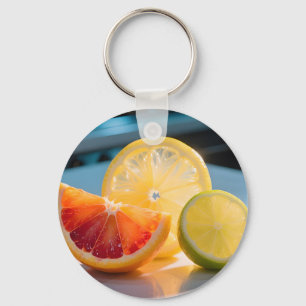 Porte-clés Tranches de Citron Vibrantes Grapefruit Citron Ver