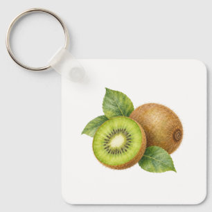 Porte-clés Tranches de kiwi avec feuilles
