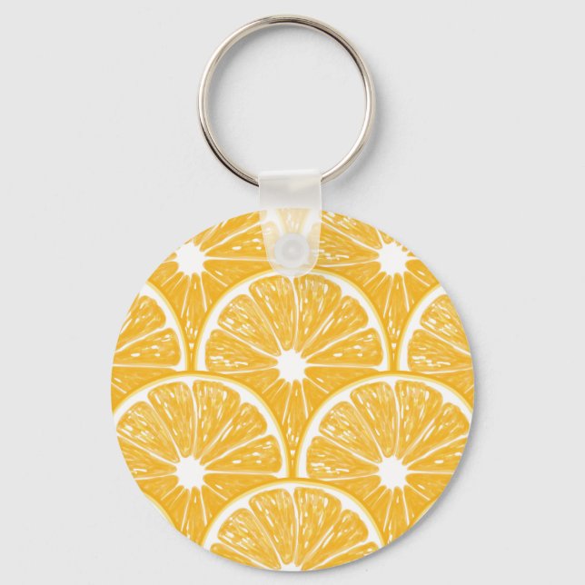 Porte-clés Tranches orange, motif de fruits tropicaux (Recto)