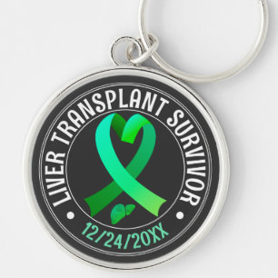 Porte-clés Transplant de foie Survivant Ribbon vert personnal