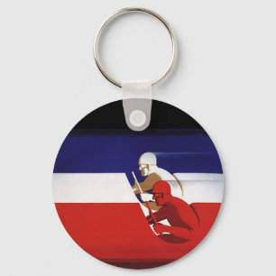 Porte-clés Transport vintage, coureurs patriotiques de voitur