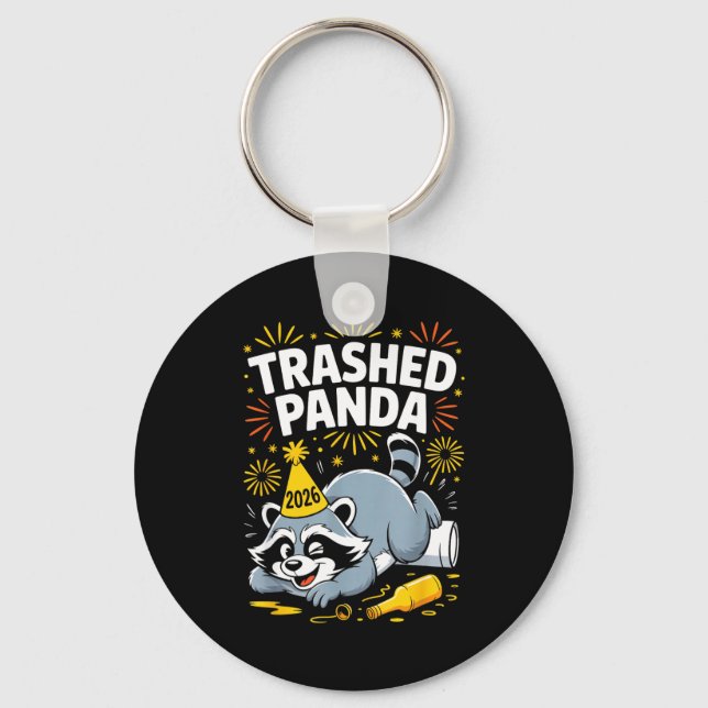 Porte-clés Trashed Panda New Year 2026 Funny Raccoon Design  (Recto)