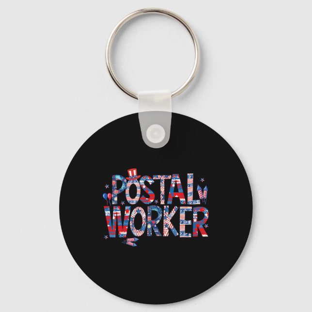 Porte-clés Travailleur Postal Américain Drapeau États-Unis Fa (Recto)