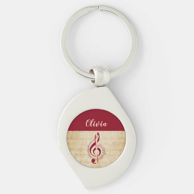 Porte-clés Treble Clef musique Vintage (Devant)