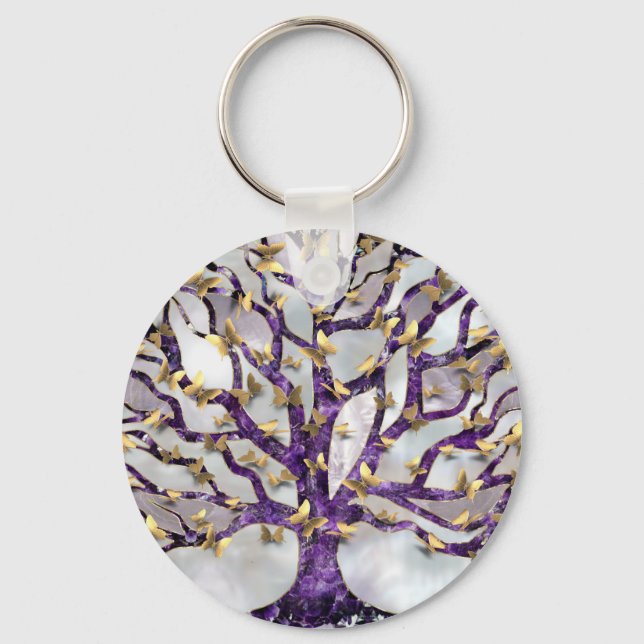 Porte-clés Tree of Life - Amethyst and Butterflies (Recto)
