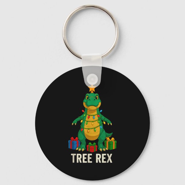 Porte-clés Tree Rex Drôle Dinosaure Noël  (Recto)