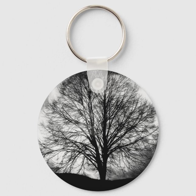 Porte-clés Tree Silhouette in Front of a Full Moon (Recto)