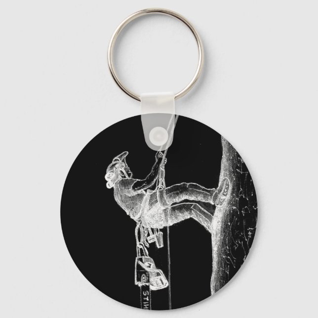 Porte-clés Tree Surgeon Arborist at work present Chainsaw (Recto)