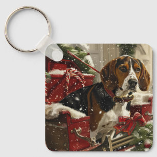 Porte-clés Treeing Walker Coonhound Chien Noël Festif