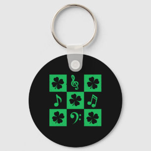 Porte-clés Trèfle de note de musique St Patricks Day Musicien
