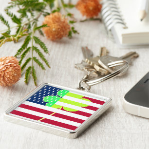 Porte-clés Trèfle irlandais St Patrick de shamrock de drapeau