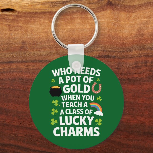 Porte-clés Trèfle Porte-Bonheur Enseignant St Patrick Irlanda (Recto)