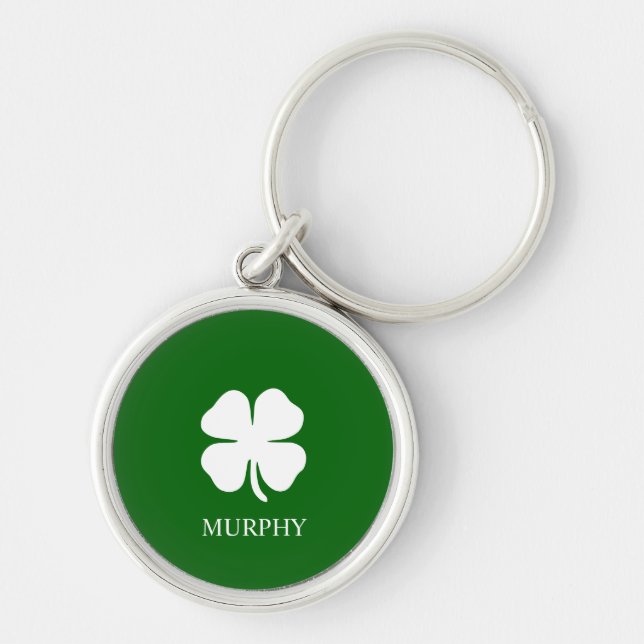 Porte-clés Trèfle Vert Chanceux Shamrock Irlandais (Devant)