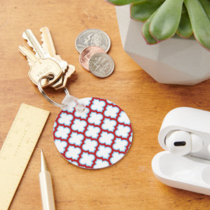 Porte-clés Trellis blanc et rouge, treillis, Quatrefoil
