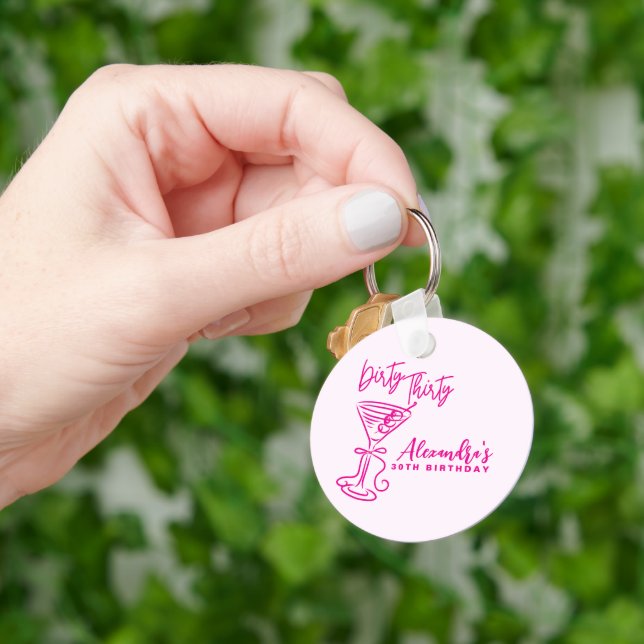 Porte-clés Trendy Rose Dirty Thirty 30e Anniversaire (main)
