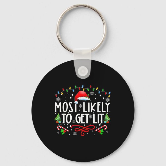Porte-clés Très Probable D'Obtenir Lit Boire Fun Noël De Fami (Recto)