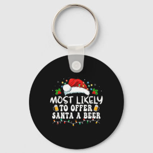 Porte-clés Très Probable D'Offrir À Père Noël Une Bière Drôle