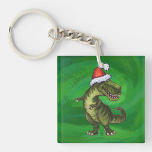 Porte-clés TRex à Santa Hat sur Green