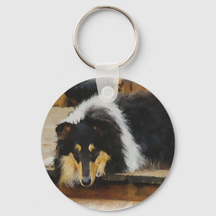 Porte-clés Tri Color Rough Collie Cadeaux Art
