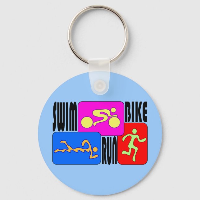 Porte-clés TRI Triathlon natation Vélo course BRILLANT Carré  (Recto)