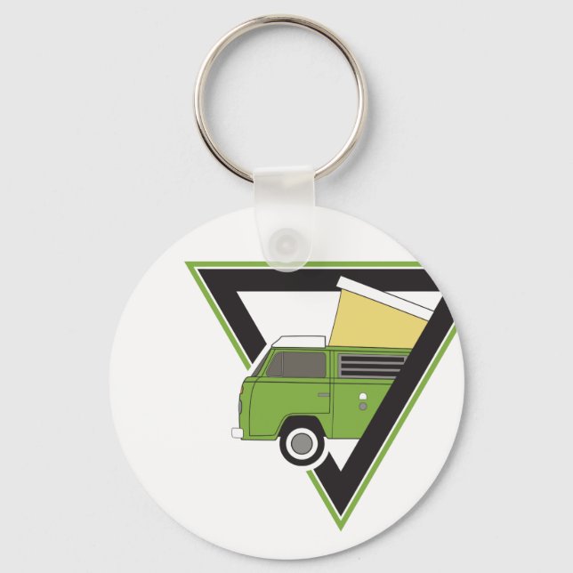 Porte-clés triangle classique camper vert camper van (Recto)