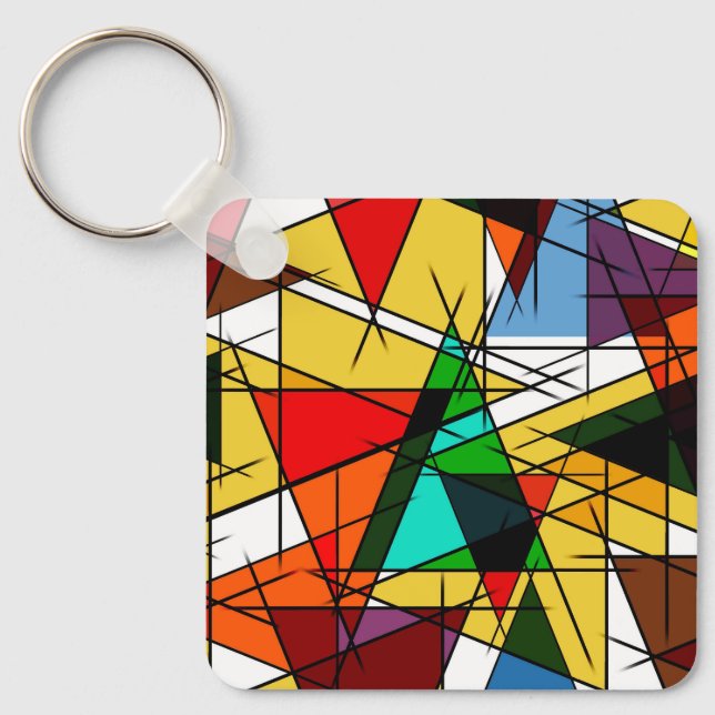 Porte-clés Triangle géométrique coloré moderne (Recto)