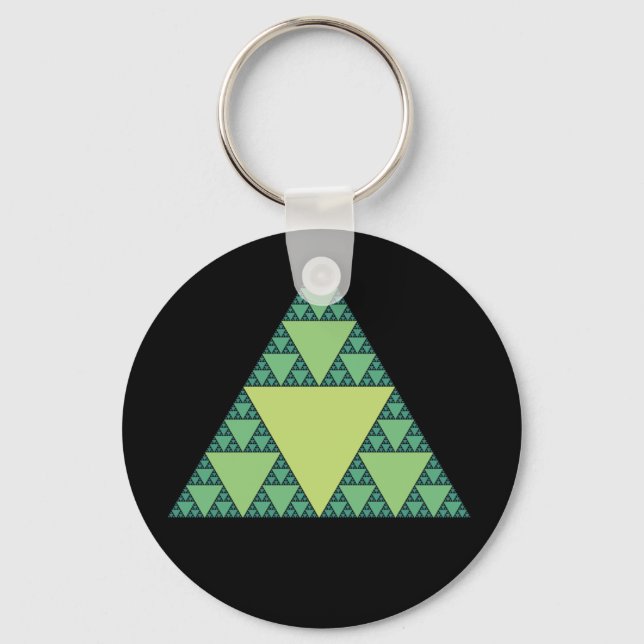 Porte-clés Triangle Sierpinski dans les tons verts (Recto)