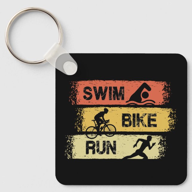 Porte-clés Triathlon - Course à vélo de natation (Recto)