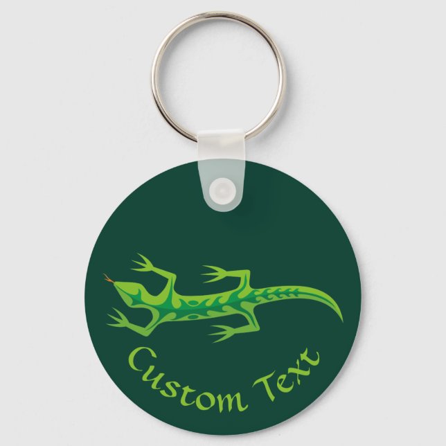 Porte-clés Tribal Lizard Green Keychain (Recto)